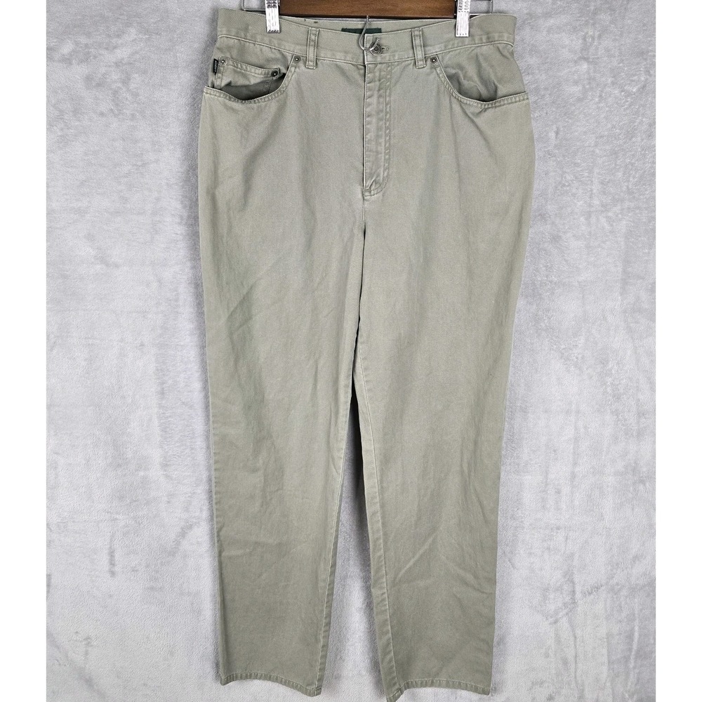 Lauren Jeans Co Ralph Lauren Khaki Chino Pants‎ Womens 12 High Rise Tapered Tan